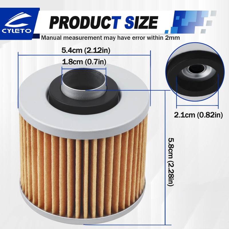 Cyleto 145 Oil Filter for YAMAHA XVS650 XVS 650 V-Star Custom 650 XV250 XV 250 Virago V-star 249 XVS1100 YFM 700 Raptor YFM 600 Grizzly - Image 2